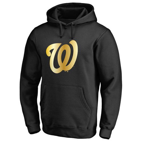 Washington Nationals Gold Collection Pullover Hoodie Black - Click Image to Close